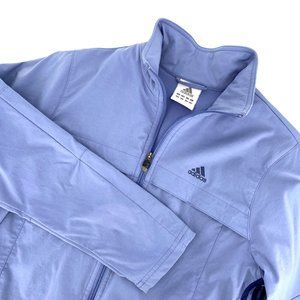 VTG Adidas Women's Jacket Sz L Periwinkle Blue 3 Stripe Full Zip Vented Y2K